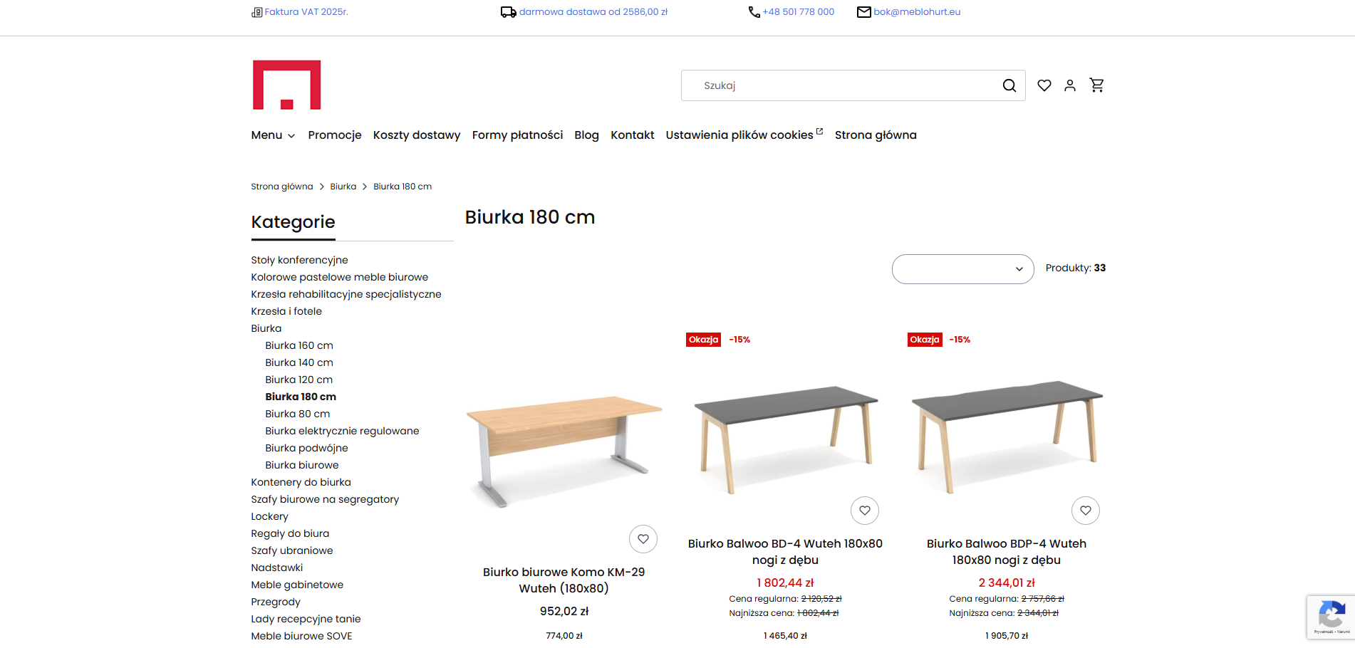 Czy większe znaczy lepsze? Biurka 180 cm w nowoczesnym biurze
